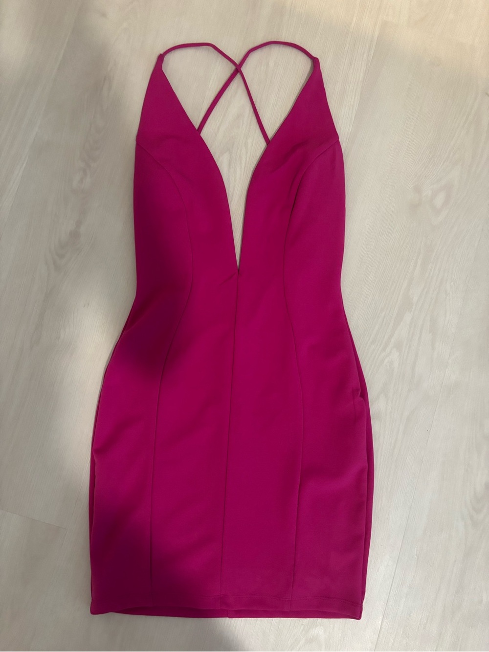 Symphony Fuchsia Plunge Strappy Mini Dress